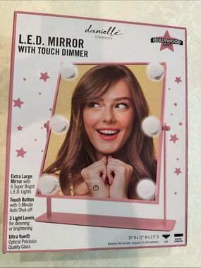 NEW Danielle Creations Pink LED Hollywood Vanity Mirror